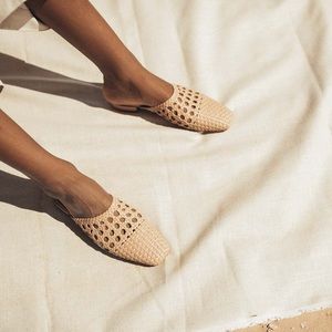 LOQ Handwoven goat leather Tan Slide Sandal UNIQUE
